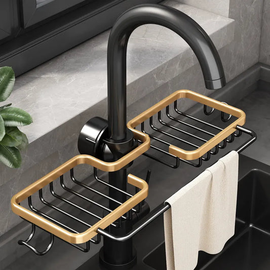 Multi-Functional Aluminum Sink Organizer Rack