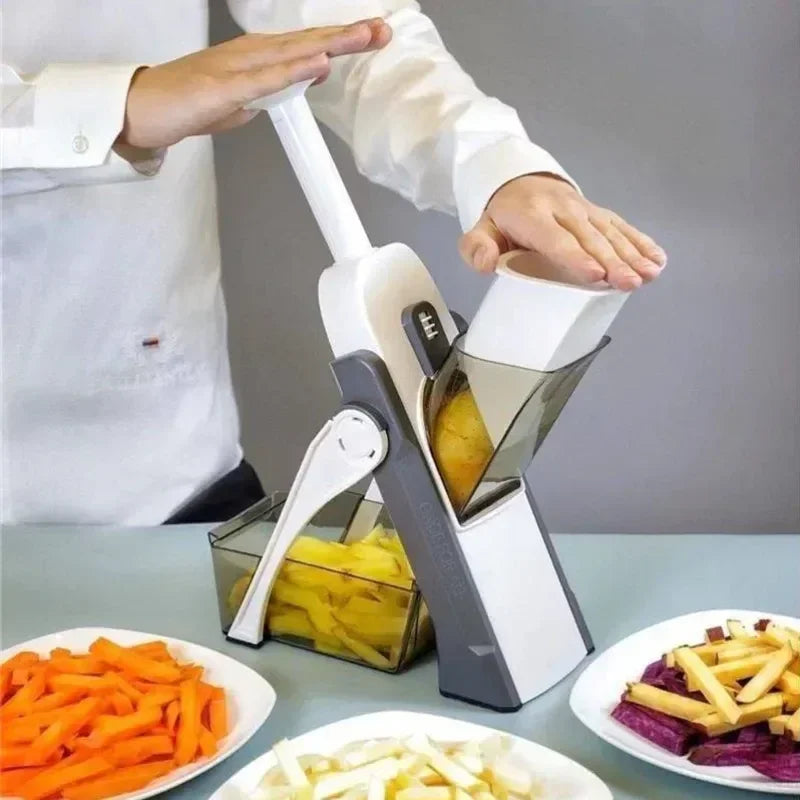 Multi-Function Manual Vegetable and Fruit Chopper: Slicer, Grater & Shredder