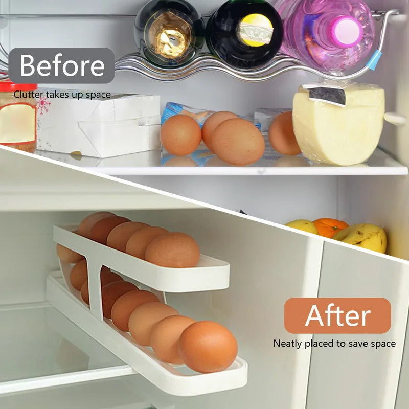 Fridge Egg Dispenser with Automatic Rolling Rack