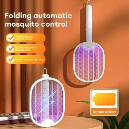 4-in-1 Foldable Electric Mosquito Killer & Fly Swatter - USB Rechargeable with UV Light Trap for Bedroom