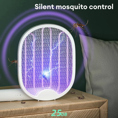 4-in-1 Foldable Electric Mosquito Killer & Fly Swatter - USB Rechargeable with UV Light Trap for Bedroom