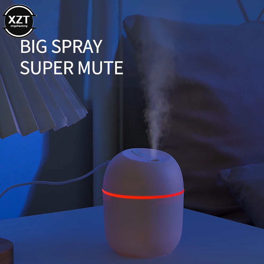 Portable Mini Air Humidifier with LED Night Light - USB Powered for Home, Car & Office