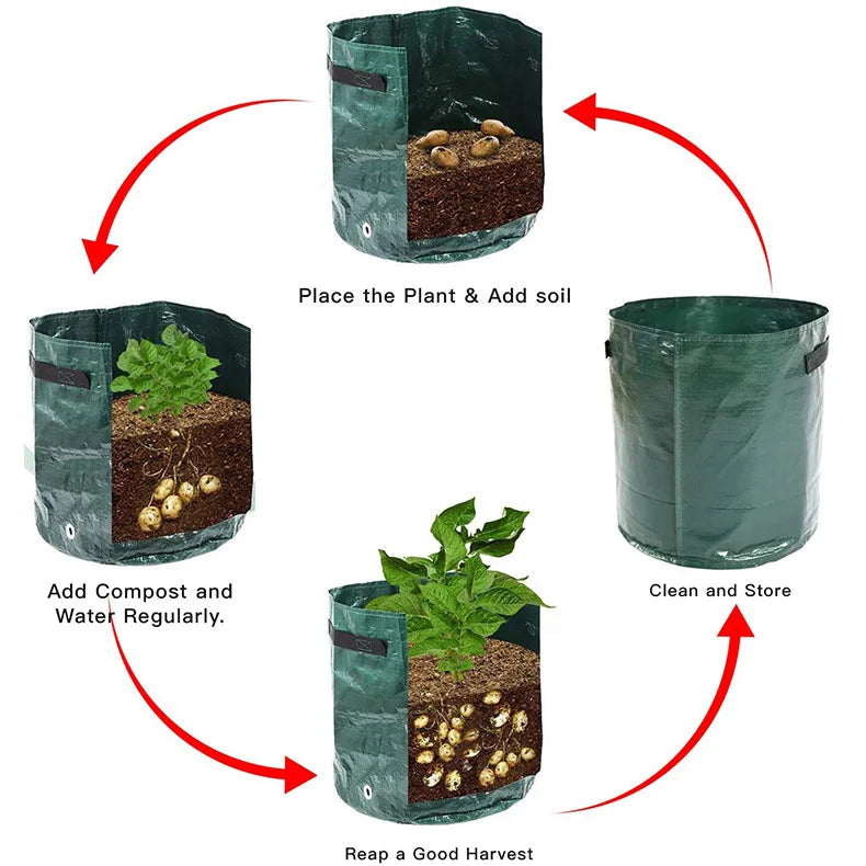 PE Vegetable Planter Grow Bag, DIY Fabric Garden Pot, Garden Tools