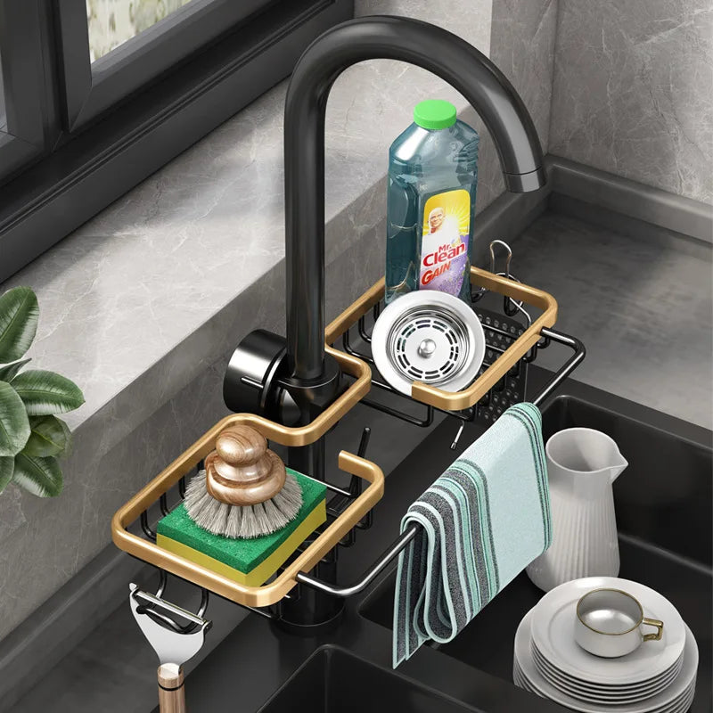 Multi-Functional Aluminum Sink Organizer Rack