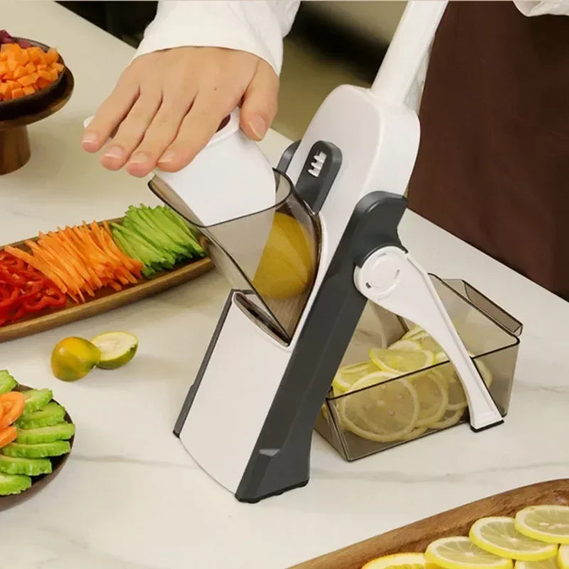 Multi-Function Manual Vegetable and Fruit Chopper: Slicer, Grater & Shredder